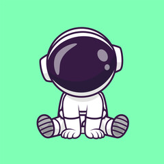 Cute Astronaut Sitting Cartoon Vector Icon Illustration