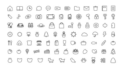 シンプル線画アイコンセット⭐︎PNG