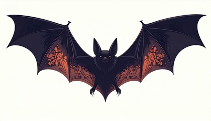 Fototapeta premium Flying halloween bat illustration isolated