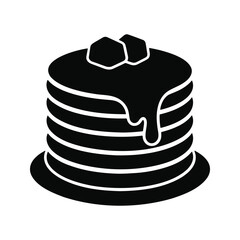A stack of pancakes with syrup.