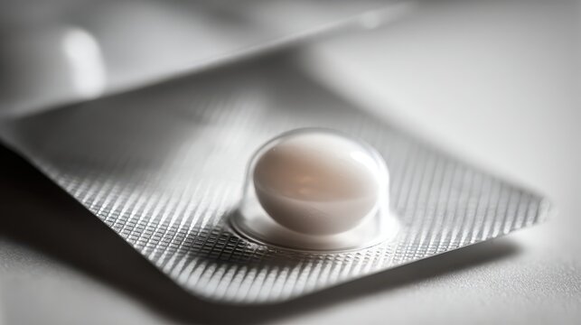 Close up of a single pill in a blister pack capsule