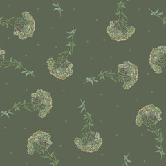 seamless background with yarrow flowers and leaves 