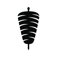 Kebab meat on a skewer, vector silhouette.