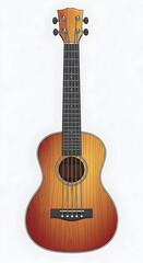 Illustration of Bass Ukulele Instrument with Wood Grain Finish