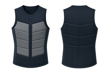 Padded vest in dark blue and grey, isolated on transparent background
