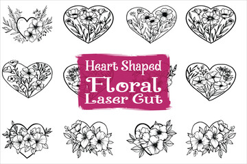 Romantic Floral Heart Laser Cut