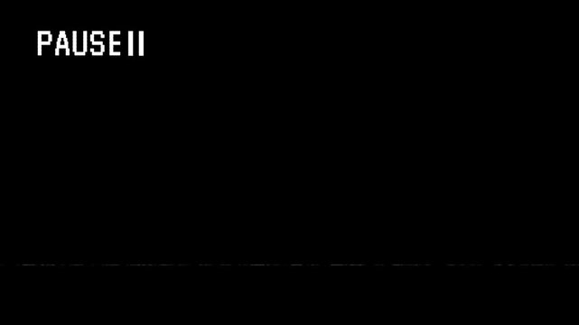 pause screen VHS video tape black background 4K VIDEO.Pause text, appears with a flashing symbol, in the center of the screen. Digital remake animation, regular size.