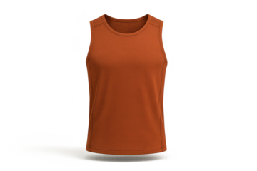 Vibrant orange tank top for workouts, isolated on a transparent background