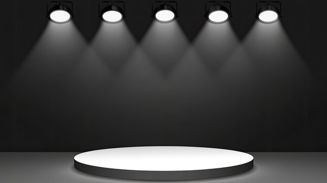 A sleek black podium featuring flowing glowing waves creates an ideal setting for displaying cosmetic products in a modern and stylish manner