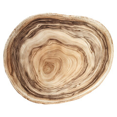 Oval Wooden Slice Texture Isolated on White Background for Creative Projects