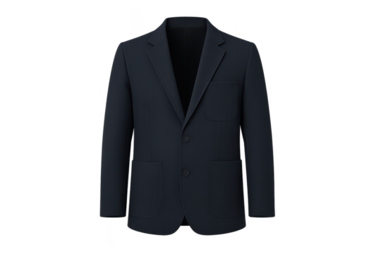 Stylish dark blue men's blazer isolated on a transparent background, smart casual