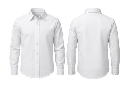 White dress shirts (front and back) isolated on transparent background.
