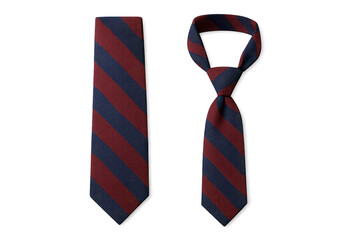 Formal red and blue striped neckties isolated on transparent background.