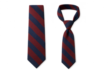 Formal red and blue striped neckties isolated on transparent background.