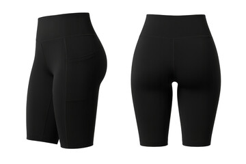 Black women's athletic shorts with pockets isolated on transparent background