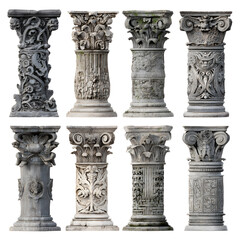 Exquisite Ancient Architectural Column Designs - Professional Image Usage