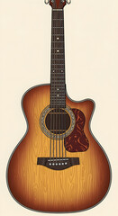 Obraz premium Acoustic Guitar Illustration Musical Instrument Close Up