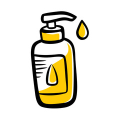 Hand Sanitizer Cosmetic Bottle With Pump Icon For Web And Graphic Design