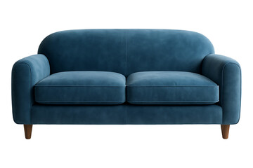 Fototapeta premium Blue velvet sofa isolated on transparent background