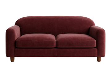 Fototapeta premium Burgundy velvet sofa isolated on transparent background