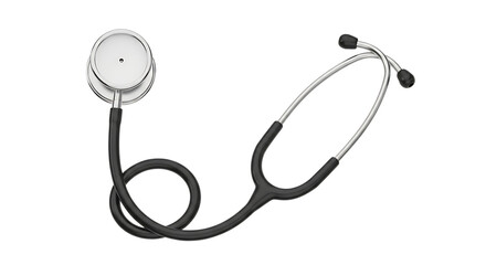 A medical stethoscope isolated on a transparent background, a tool used by doctors for listening to internal body sounds