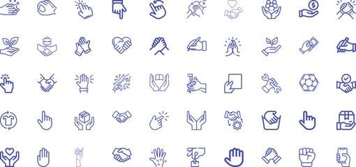 Collection of Hand Icons Representing Various Actions and Concepts
