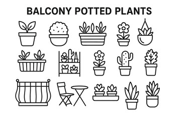 Balcony potted plants collection: various designs and arrangements for urban gardening