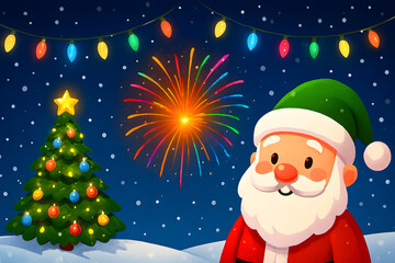 santa claus with christmas tree