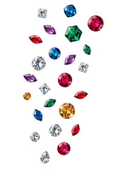 Fototapeta premium Colorful gemstones, sparkling diamonds, and various shapes create vibrant display of luxury and elegance