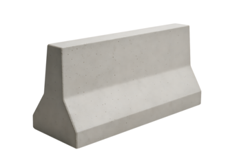 Gray concrete road barrier isolated on transparent background