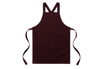 Dark maroon kitchen apron with pocket isolated on transparent background