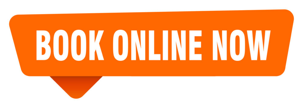 book online now sticker. book online now orange sign isolated on transpatent background