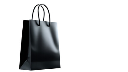blank black shopping bag template isolated on transparent white background