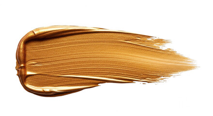 Golden paint stroke isolated on transparent background, rich and luxurious texture