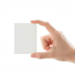 Fototapeta premium Hand holding white card isolated on a transparent background