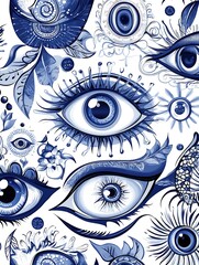 Cobalt Gaze: A Floral Reverie