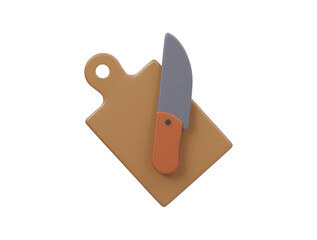 Knife with chopping board icon 3d render