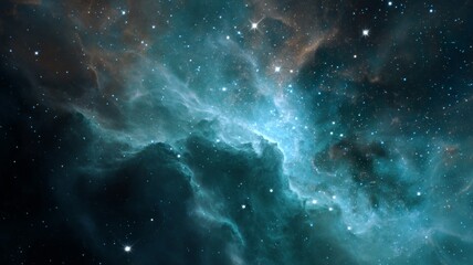 Fototapeta premium Vibrant starry nebula in deep space with colorful cosmic clouds and twinkling stars against a dark galactic background