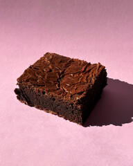 Fudgy Chocolate Brownies on Colorful Background &ndash; Sweet Dessert Food Photography