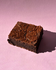 Fudgy Chocolate Brownies on Colorful Background &ndash; Sweet Dessert Food Photography