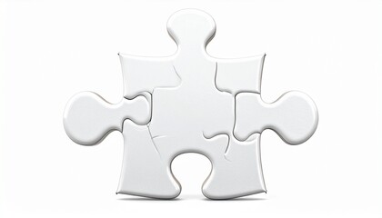 Obraz premium Render a single white jigsaw puzzle piece with smooth surface, one protruding tab and three indents, standing upright on a clean background to emphasize problem-solving, unity, and conceptual clarity.