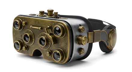 Steampunk Virtual Reality Goggles on a Clean Background