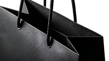 blank black shopping bag template isolated on transparent white background