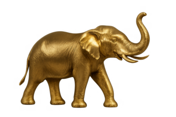 Golden Elephant Statue: A regal golden elephant statue, an emblem of wisdom and prosperity, stands proudly, its trunk raised in a symbol of good fortune and strength.