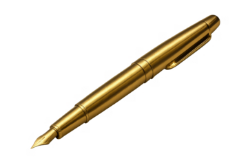 Golden Elegance: A detailed studio shot highlights the luxurious sheen of a high-end fountain pen, epitomizing class and timeless style.