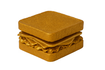 Golden Sandwich: A striking golden sandwich, symbolizing luxury and indulgence, stands out with its detailed texture and bold color, creating an unexpected yet alluring visual.