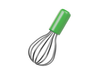 Whisk with green handle icon 3d render illustration