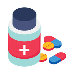 Medicine Jar   Isometric Vector Illustration 