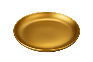 Golden Plate: A luxurious, gleaming gold plate, a symbol of elegance and sophistication, perfect for showcasing culinary creations and adding a touch of opulence to any dining experience. 