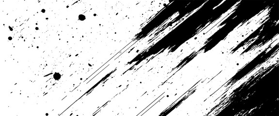 Vector Modern Artistic Black Ink Splash with Diagonal Streaks